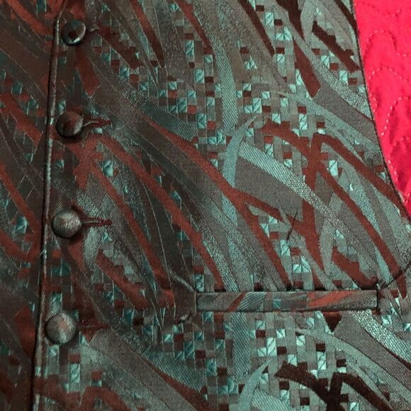 Tux  green & black vest L/ XL adjustable at neck and back- Vintage 90’s /Y2K - Picture 2 of 4